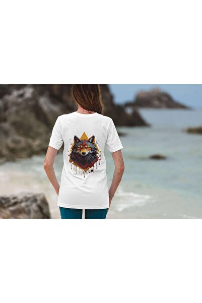 iLovePrints Vibrant Abstract Wolf Art Tshirt