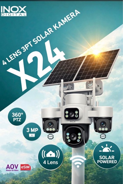 Sovdex İNOX X24 3 MOTORLU 4 KAMERALI ESİM 4G SOLAR KAMERA ( KAÇIRILMAYACAK Fİ...
