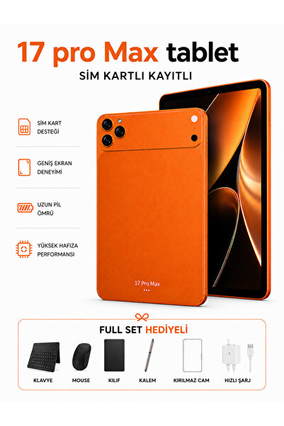 asfteknoloji 17 ProMax Sim Kartlı Kayıtlı Klavye+Mous+Kalem+Kılıf Hediyeli Ta...