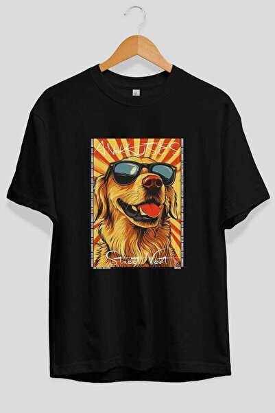 Ankhises تي شيرت Dog For Love 31 مطبوع عليه كلب باللون الأسود مقاس كبير 100% ...