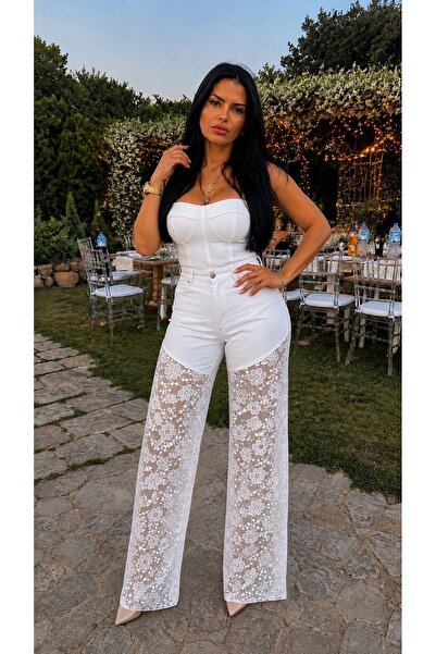 Mazelf Baby&Kids Wear White Lace-Cut Special Design Jeans Mazelf
