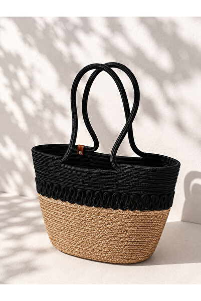 ALL THE WOW Luna Ivory Hasır Yazlık Büyük Boy Tote Çanta