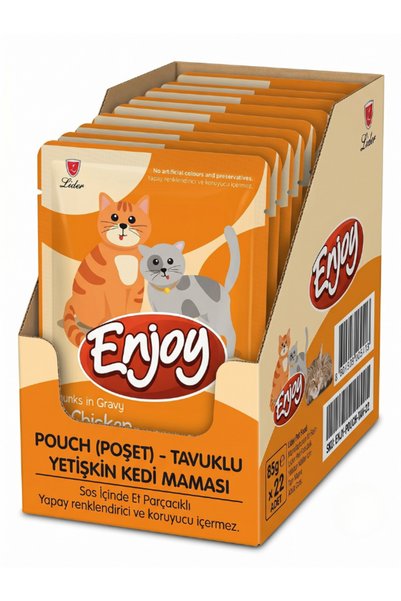 ENJY Pouch Tavuklu Yetişkin Kedi Maması 85 GR x 22 Adet