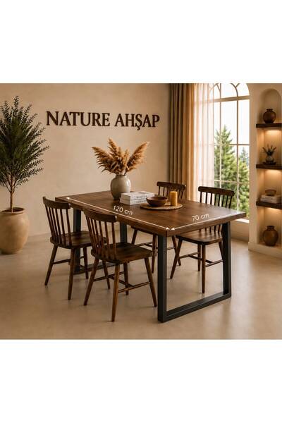 NATUREE AHŞAP ÖZEL TASARIM YEMEK MASASI 70 X 120 METAL AYAK ( YÜKSEKLİK 70 CM )