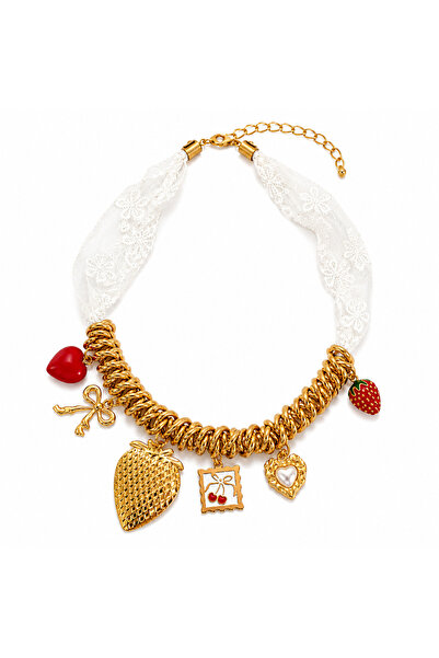 YVA Jewelry Colier de lux din oțel inoxidabil placat cu aur „Fragoula”
