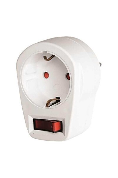 EUROLAMP Αντάπτορας με διακόπτη, 1 Θέσης Σούκο, Λευκός