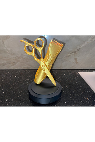 Atılgan 3D Gold Renk Kuaför ve Berberlere Özel Tasarım Masa Üstü Dekoratif Bi...