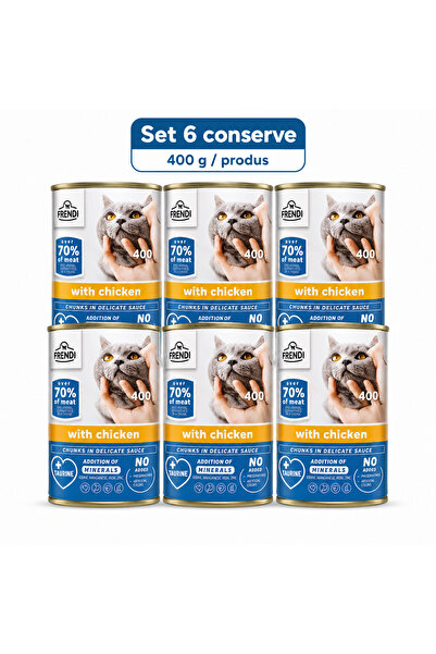 FRENDİ Cat cu Pui, hrana umeda pentru pisici, Set 6 conserve, 6 x 400 g