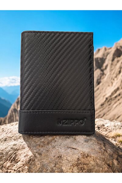 Zippo Ανδρικο Μαύρο Πορτοφόλι Zippo- Σχέδιο με Ανθρακονηματα