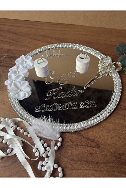 CatplexBoutique Söz Tepsisi - Kişiye Özel 2'li Nişan Tepsisi Damat Kahvesi Te...