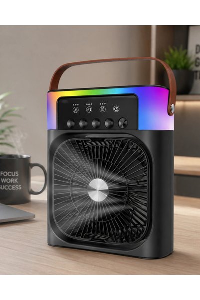 ARMÜZ Taşınabilir Sprey Fan Rgb Işıklı Mini Klima Soğutucu Nemlendirici Usb Şarjlı