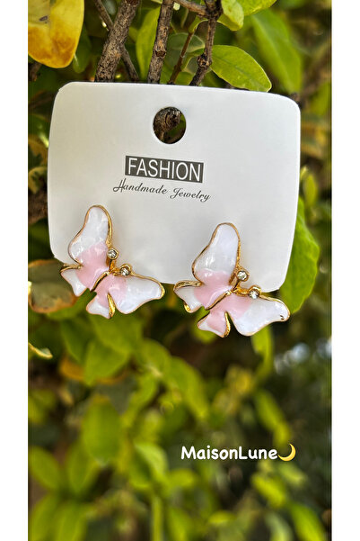 MODA Enameled Pink Butterfly Earrings
