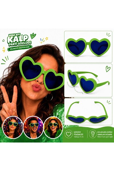 Skygo Mega Size Green Heart Party Glasses