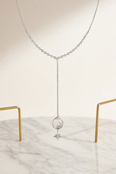 bacc Silver Moon and Polar Star Figured Ring Necklace