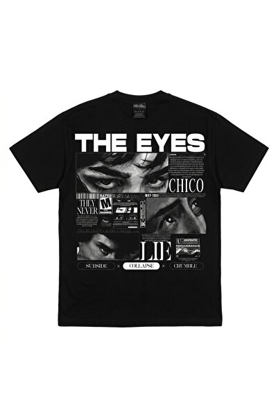 The Eyes Never Lie Yazılı Retro Sokak Giyimi Siyah T-Shirt