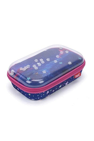 Zipit Penar cu fermoar Playful Clear Top Box - Pink Stars