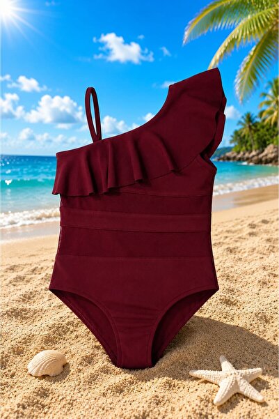 My Kids Wear Girl's One-Piece Swimsuit with Ruffle and Tulle Detail. 12842