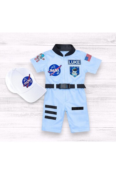 Mum Design Gifts Kişiye Özel İsimli Mavi Nasa Astronot Çocuk Tulumu Ve Şapka ...