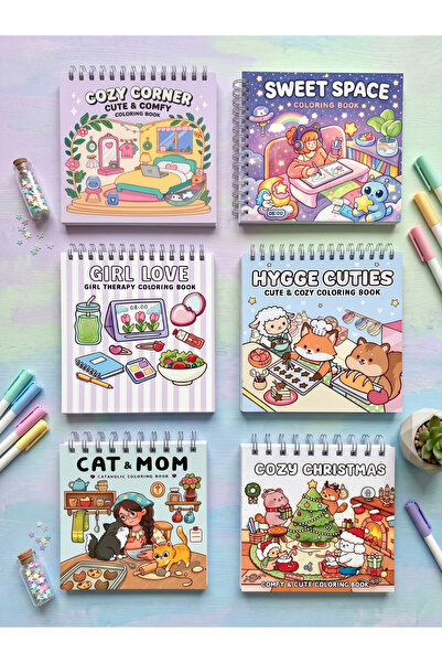 FARCY 6lı Mini Boyama Kitabı Seti KALIN SAYFALAR (6 Adet)