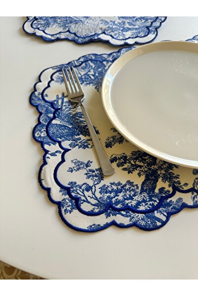 NURHAN HOME COLLECTION Toile De Jouy Desenli Lüks Amerikan Servis ve Kokteyl Peçete 12'lı Set - L'Antique Serisi