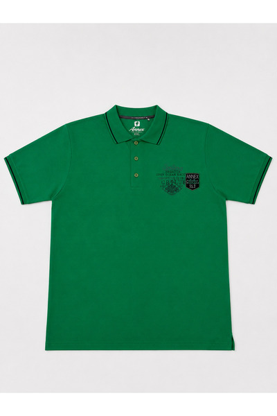 ANNEX Large Size Polo Collar Short Elastic Sleeve Straight Cut Buttoned Men's...