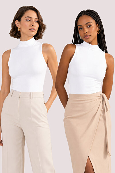 Loule Women's 2-Piece Stand Collar Sleeveless Cotton & Modal Stretchy Basic U...