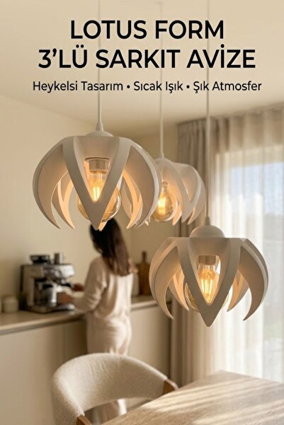 Oxyteez Salon Plastik Rose Sarkıt Avize Dekoratif Aydınlatma Yerli Üretim Sal...