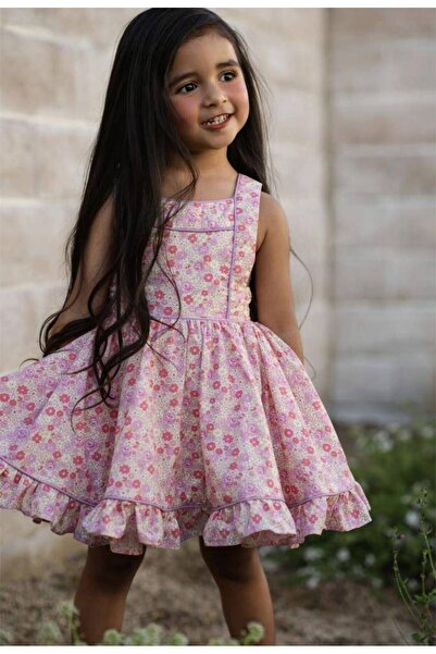 sunshine boutique15 فستان قطن مورد راقي - 1 / 2 سنه الطول 48 سم الوسط 52 سم
