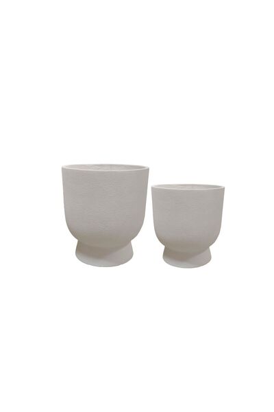 MONDEX Jardinieră din fibră de lut HEVRA, Set de 2, 37x37x39/31x31x33 cm, Gri...