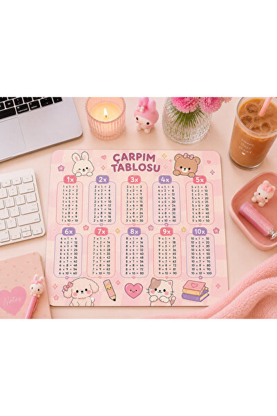 matizya Sevimli Çarpım Tablosu Mousepad 23x19 cm Eğitici Kawaii Tasarım Dikiş...