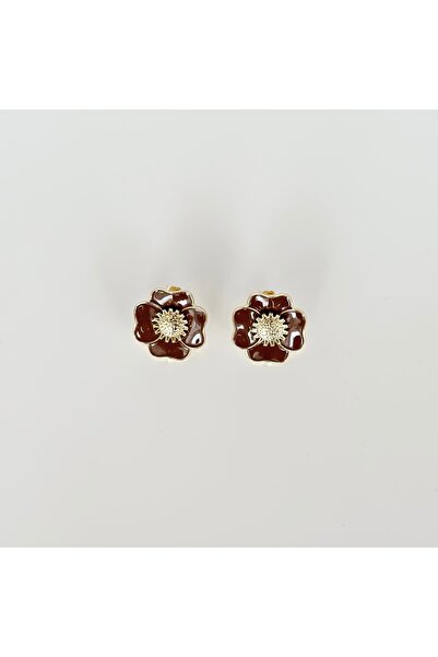 Vesce Atelier Brown Enamel Flower Earrings