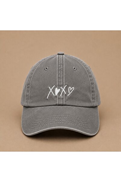 WeavedCo X<3X<3 Xoxo Embroidered Burgundy Vintage Washed Cap Hat