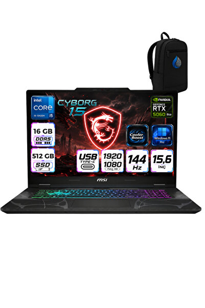 MSI Cyborg 15 Intel Core I5-13420H 16 GB DDR5 512 GB SSD RTX5060 8GB Windows ...