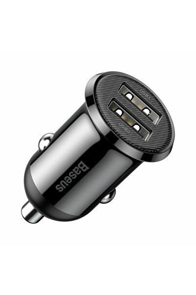 Baseus Grain Pro Încărcător auto USB cu 2 porturi 4.8A Negru