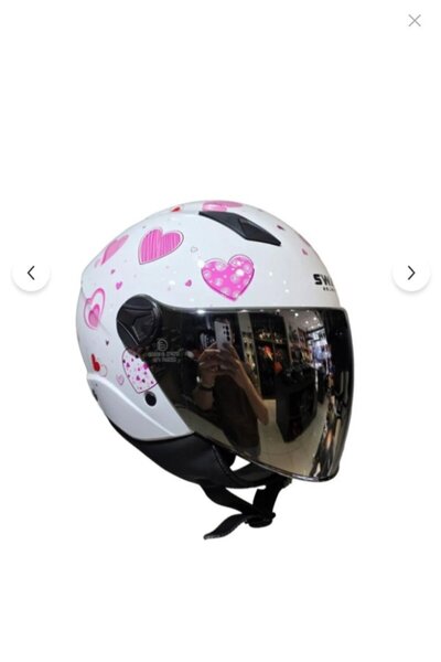 Sway SW 765 Güneş Vizörlü Yarım Motosiklet Kask HEART