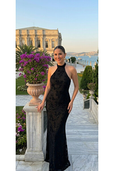 uzer abiye Zarif Işıltılı Halter Yaka Dokulu Simli Abiye & Mezuniyet& şık gec...