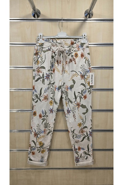 Park Moda Italian Trousers Lycra Floral Pattern