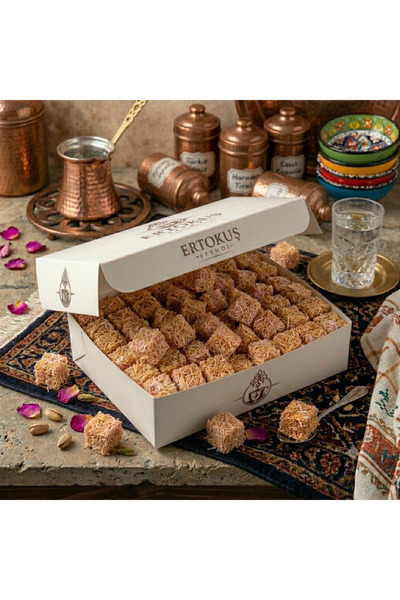 Ertokuş Efendi Kadayıf Kaplı Güllü Fındıklı Lokum (250gr) %100 Pancar Şekeri