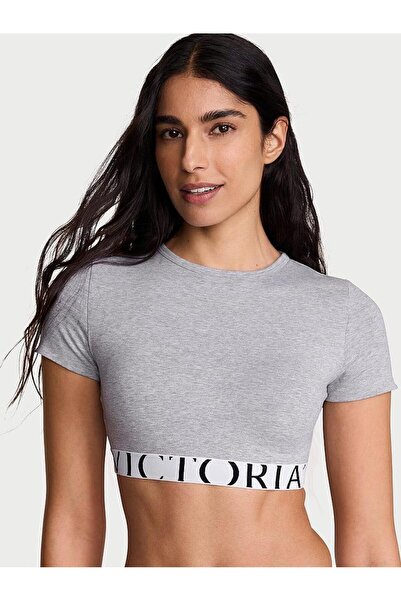 Victoria's Secret Pamuklu Kısa Kollu Bralet Crop Üst