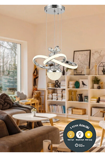 Lzy Avize Store Kar Çiçeği Sarkıt Toplu Modern Krom Avize - 3 Kademeli (Sarı-...