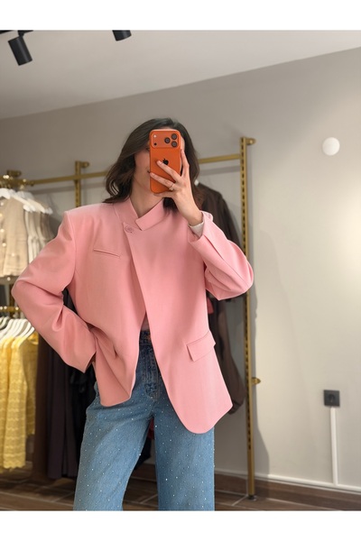 MSY Tek Düğmeli Blazer Pembe