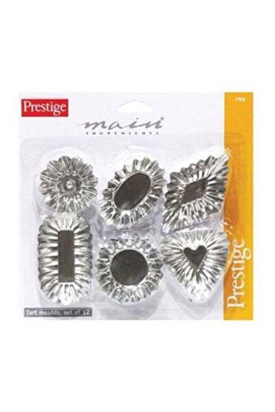 Prestige Pack Of 12 Tart Moulds Set Silver 4.5x1.4x8.5cm