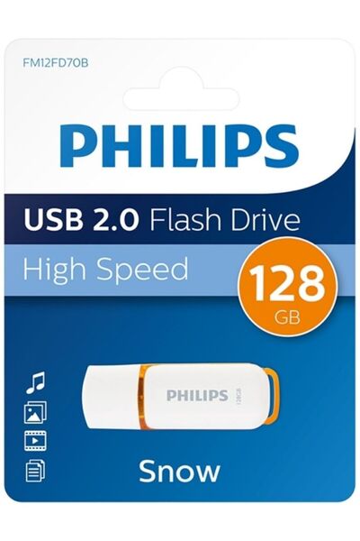 Philips 128 GB Snow USB2.0 Bellek Turuncu/Beyaz