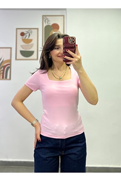 bydenizcollection Square Collar Modal Fabric Tshirt