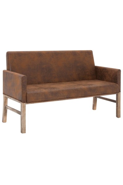 vidaxl Bancă cu brațe, maro, 140 cm, piele întoarsă ecologică