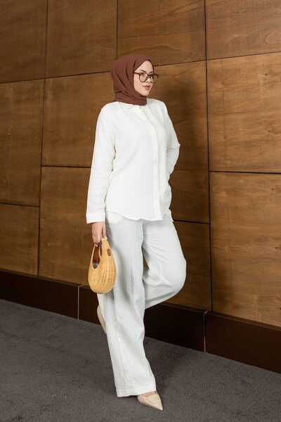 MYGİYİMİSTANBUL Premium Quality Muslin Fabric Shirt and Pants Set