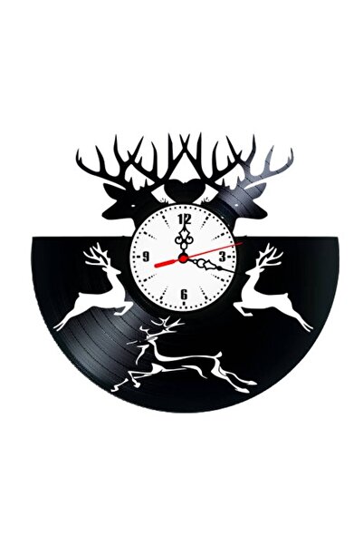 OEM Decorative wall clock made from vinyl record, Deer in the forest model, B...