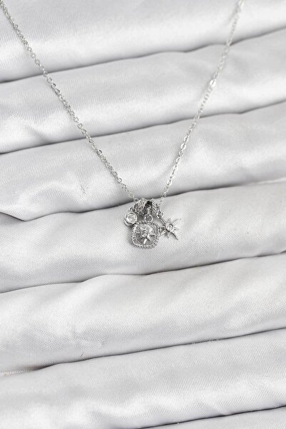 OGHAMAY Brass Silver Color Minimal Charm Women's Necklace