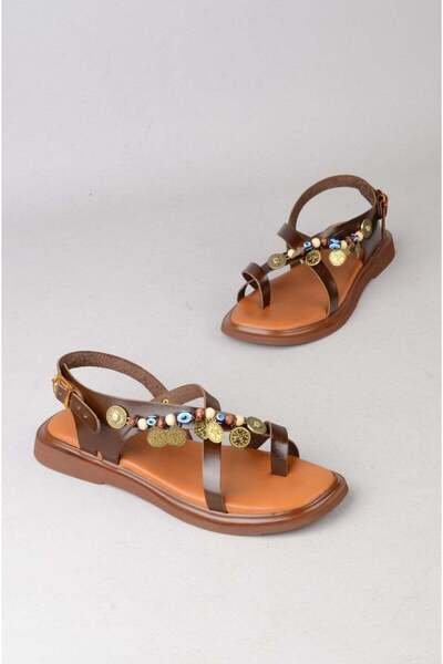 SEÇ KUNDURA Seç c305 genuine leather thong sandals for women (sole: 2 cm) dar...