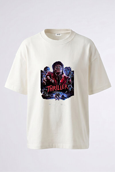 Anetos Tricou supradimensionat din bumbac alb cu imprimeu pe spate Michael Ja...